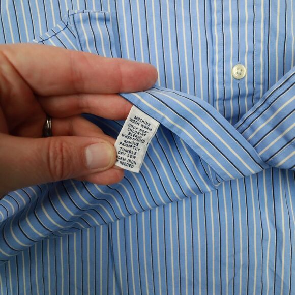 Ralph Lauren Vintage Men's Blue Striped Classic Fit Button Up Shirt size XXL - Picture 8 of 8